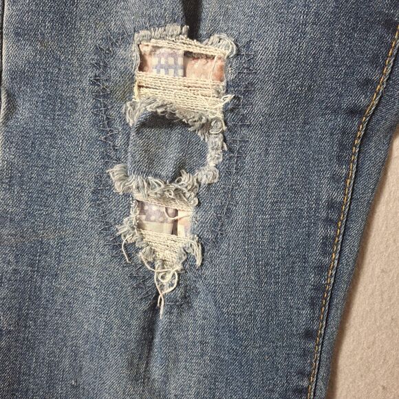 GS 115 Moto Jeans Mens 38x30 Blue Denim Distressed Motorcycle Straight Leg - Picture 4 of 14